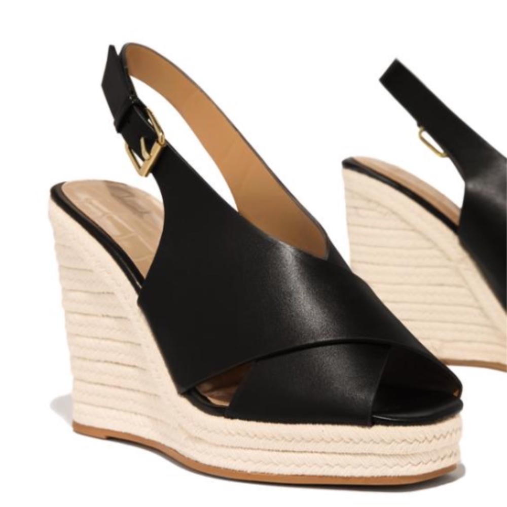 Slingback Espadrille Wedges in Black - Picture 2 of 9